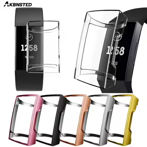 AKBNSTED TPU Silicone Case Cover For Fitbit Charge 2 Full Protective Frame Smartwatch Scratchproof C