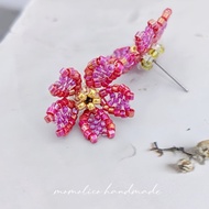 鉤針 串珠 編織  櫻花 耳環