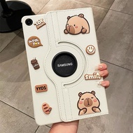 360 Rotatable Capybara Leather Tablet Case Samsung Tab A11 A9 A8 A7 A 8.0 + S6 S7 S8 S9 FE S10 Lite