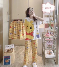 OMG QQS Korean 3 IN 1 Terno Cotton Sleepwear Pajama Set For Women Nightwear