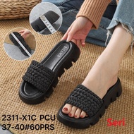 Women's Knitted Rubber Sandals with Serrated Heels Balance / 2311-x1c