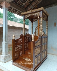 Mimbar Masjid Kubah Besar Ukiran Kayu Jati, Podium Mimbar Ceramah Masjid Mimbar Khutbah Jati Pintu D