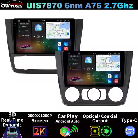 UIS7870 A76 2.6GHz 2K Screen Android 13 12G+256G Car Radio GPS For BMW 1 Series E88 E82 E81 E87 2008