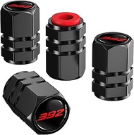 (Set of 4) 392 Slash Metal Auto Tire Valve Stem Cap Cover Trim with Resin Emblem for Dodge Charger C