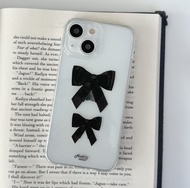 iPhone 16/15/14/13/12/11/XS/XR/7/8/SE2/SE3 緞帶透明手機殼