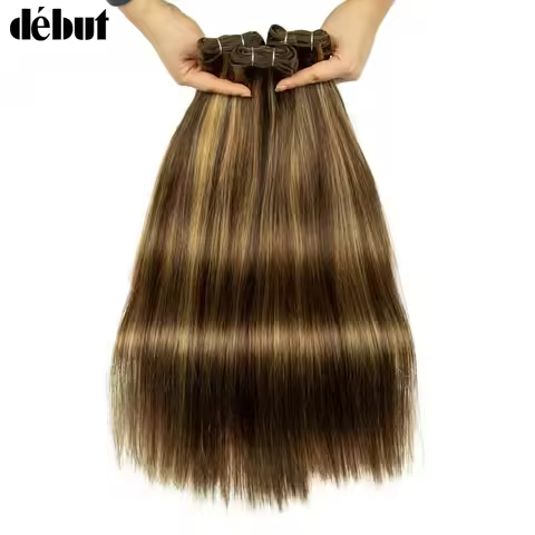 Debut Brazilian Highlight P4/27 P8/613 Straight Hair Double Drawn Natural Human Hair Weave Bundles R
