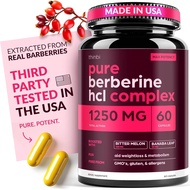 Berberine Supplement 1250mg Powerful Vegetable Capsules, Contains Bitter Gourd and Banana Leaves, Co