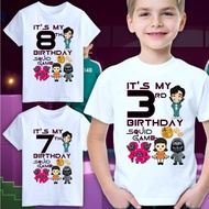 THEME SQUID GAME KIDS BIRTHDAY SHIRT / GRAPHIC SHIRT PRINT 0-12 YRS OLD