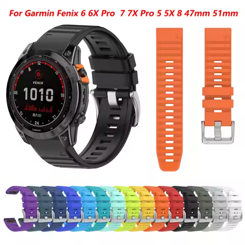 22 26mm Silicone QuickFit Watch Strap for Garmin Fenix 6 6X PRO/Fenix 7 7X PRO/Fenix 8 47mm 51mm/Fen