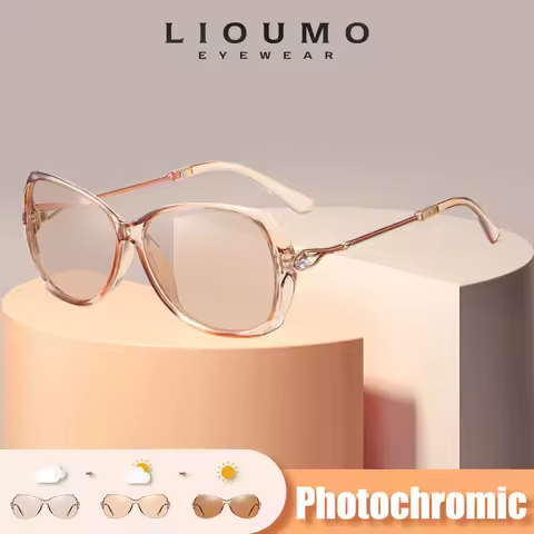 LIOUMO 2025 Elegant Photochromic Women's Sunglasses Polarized Chameleon Lens Luxury Sun glasses Ladi
