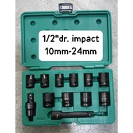 Sata 09009 12PCS 1/2″ Drive 6 Point Metric Impact Socket Set 10-24MM CR-MO