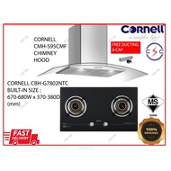 [AUTHORISED DEALER] CORNELL CMH-S95CMF STAINLESS STEEL CHIMNEY HOOD & CBH-G7802TNC HOB DAPUR GAS AND