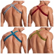 [Best A]✩✫✬ JOCKMAIL Letter Elastic Band Harness Men Sexy Shoulder Straps Chest Bondage Muscle Club Party Hollow Costume Gay Underwear ✬✫✩