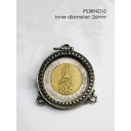 PS3RND10Whitebrass round amulet casing inner diameter 26mm Whitebras Frame 3 Rings Coin Size