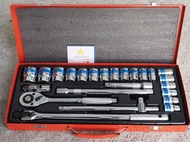 ชุดบล็อก 6เหลี่ยม 1/2" (4หุล) EURO KING TOOLS 24ชิ้น สีเงิน ลูกสั้น ลูกบล็อก ชุดลูกบล็อก ของแท้ 100%