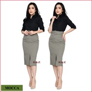 RZ Rok span hitam kerja kantor pendek selutut wanita dewasa polos jumbo model terbaru 2022 kekinian 