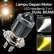 Bi-LED 2 in 1 Dual Beam Color High+Low Beam 6000k+3000k H4 Bulb - Motorcycle LED Headlamp - P15 HS1
