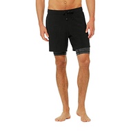 Alo Yoga mens Unity 2 in 1 Yoga Shorts, Black/Dark Grey Marl, Small US