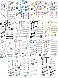 13pcs 14G Stainless Steel Tongue Rings For Women Tongue Piercing Jewelry Tongue Barbell Tongue Bar T