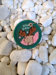 森林系列 梅花鹿 鑰匙圈--圓形 鑰匙圈  立體刺繡 畢業禮物