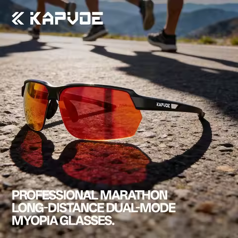 KAPVOE HD Integrated Photochromic Hiking Sunglasses for Cycling Driving and Marathon Glasses Windpro