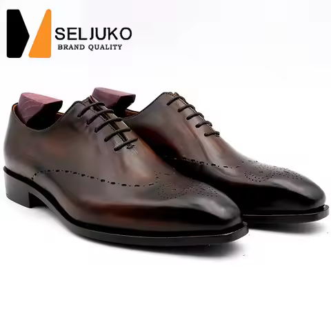 New Pure Handmade Leather Shoes Head Layer Cowhide Business Formal Leather Bottom Men's Shoes Weddin