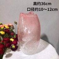 🚓Handmade Pink Blue Gold Pink Cabbage Shape Open Large Flower Vase Crystal Vase Decoration