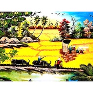 Tranh sơn mài đồng quê vẽ màu Thanh Bình Lê 40x60 cm