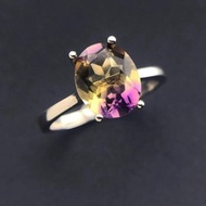 紫黃晶戒指，天然紫黃晶戒指，紫黃晶銀戒指，手工戒指