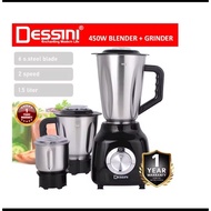 DESSINI ITALY 1.5L Stainless Steel Blender Grinder Mixer Juicer Extractor Food Processor Smoothie Ic
