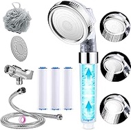 Handheld Filtered Shower Head with Filtration PP Cottons Filter Replacement, Hose, Bracket - 3 Settings High Pressure Ecowater Spa Shower Spray for Dry Hair &amp; Skin