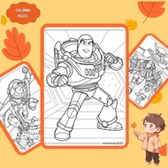 Set of 19/10 coloring pages, coloring pages for children with Disney Buzz Lightyear characters, regu