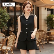 Lovito Stylish Simple Buttoned Blouse or Bottom for Women L133AD633