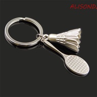 ALISONDZ Badminton Racket Keychain Ornaments Creative Sport Key Ring Badminton Charms Bag Pendant Tennis Racket Keyring
