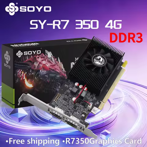 SOYO R7 350 4G GDDR3 Video Card Board Half-Height Card Graphics Card HDMI*2 PCIE3.0x16 PC Game ECC D