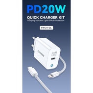 USB C TO IP CABLE + 20 W ADAPTOR (1 PACKAGE) FOOMEE FR121-CL 20 WATT FAST CHARGING By Cihui - IP CHA
