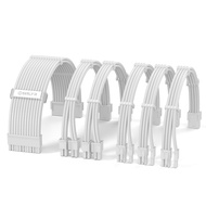 Sirlyr White PSU Cables,Easy Management Power Supply Cable Extension Mod - 1x24Pin ATX / 2x8 (4+4) P