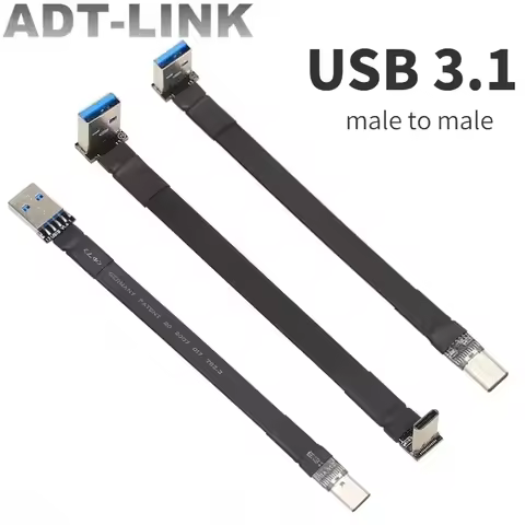 FPV USB 3.1 Gen2 Type-C 90 Angled To USB-A Male to Male Adapter 3cm-300cm FPC Ribbon Flat USB 3.1 Ty