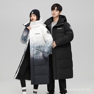127 Couple Down Jacket Men and Women Mid-Length Over-the-Knee Winter Hooded Gradient Live Streaming 