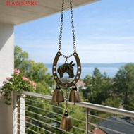 BLAZESPARK Lucky Horse Hoof Pendant, Iron Art Vintage Hanging Wind Chime, Horn Wind Chime Decorative
