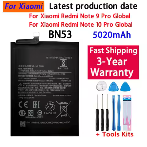 High Quality 5020mAh BN53 Battery for Xiaomi Redmi note 10 Pro global/note9 Pro global replacement B
