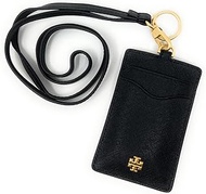 Tory Burch Emerson Leather ID Lanyard With Keyring Black