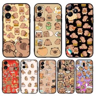 TPU black compatible protective case 【J-8】Cute cartoon Capybara for OPPO A17 A17K A37 Neo 9 A38 A18 