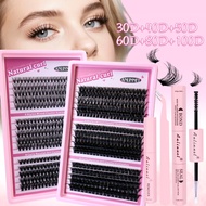 Eyelash Clusters Kit DIY Lash Extension Kit Lash Bond And Seal And Waterproof Eyelash With Tweezers