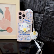 Samsung Galaxy ON7 2016 ON7 C7 Pro C9 C9 Pro A03 A03 Core 2015 J2 Prime A04 A04E M04 F04 A05 A05S A24 4G Cartoon Cinnamon Dog Phone Case With Doll and Holder Lanyard