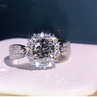 Luxury Gypsophila Inlaid White Zircon Crystal Ring for Women Fashion Silver Color Engagement Wedding Rings Jewelry