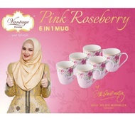 mug vantage pink rose berry 6 pcs sign Dato Siti Nurhaliza original