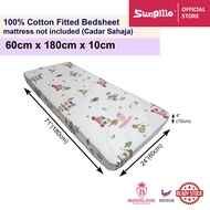 Children Cotton Fitted Bedsheet (60cm x 180cm) Cadar Sahaja(Fitted Bedsheet Suitable for mattress si