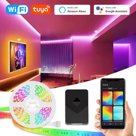 Ambient Smart LED Strip Lights Sync with TV Backlight,Linkage with HDMI Sync Box,RGBCW Color Changin