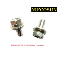 [READY STOCK] HEX BOLT WITH WASHER (M6 X 1.0 X 14mm)